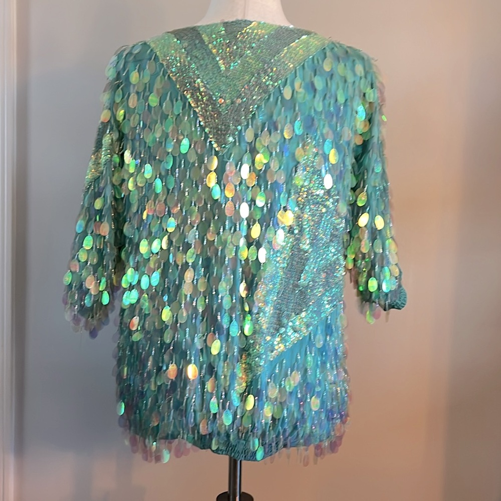 Vintage 80’s Plum Blossom Embroidered Silk Top - Picture 2 of 6